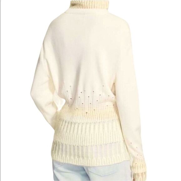 3.1 Phillip Lim Drop Needle Mohair Turtleneck Ivory Distressed Sweater - Picture 2 of 8